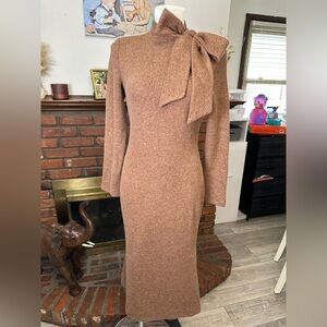 Chic Long Sleeve Knit Midi Dress -small